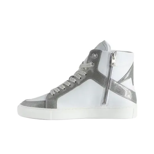 Zadig Voltaire Скейтборд Кроссовки Женские Серебряные Белые