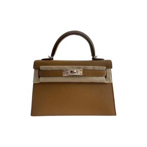 HERMES Mini Kelly 2nd Generation Сумка Kelly из эпсомской кожи Сумка через плечо Сумка для женщин 2S Кунжут