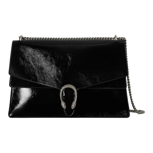 GUCCI Dionysus Лакированная кожа Сумка через плечо Сумка на плечо Большая Женская Черная