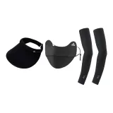 Черная маска для лица + черная шапка с визором + черный солнцезащитный рукав