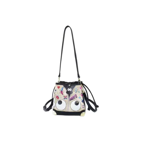 EYE THEME ПУ (полиуретан) с кожаными вставками ведрообразная сумка сумка через плечо женская черная коричневая