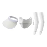 Серая маска для лица + белая шапка с визором + белый солнцезащитный рукав