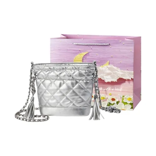 Bansusu ПУ (полиуретан) Сумка через плечо Сумка на плечо Женская Серебряная Экрю Черная