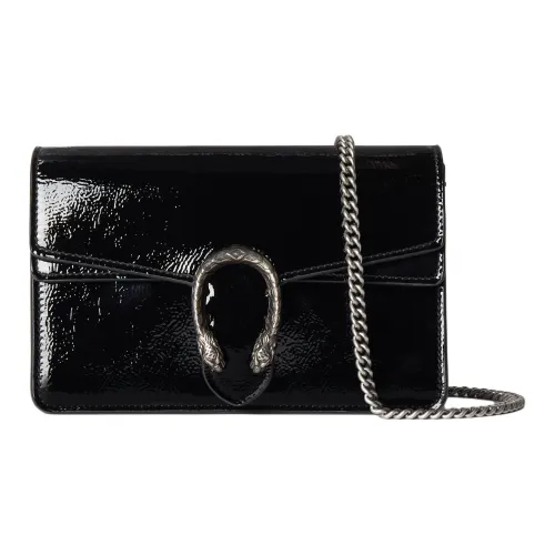 GUCCI Dionysus Лакированная кожа Сумка через плечо Сумка на плечо Экстра мини Женская Черная