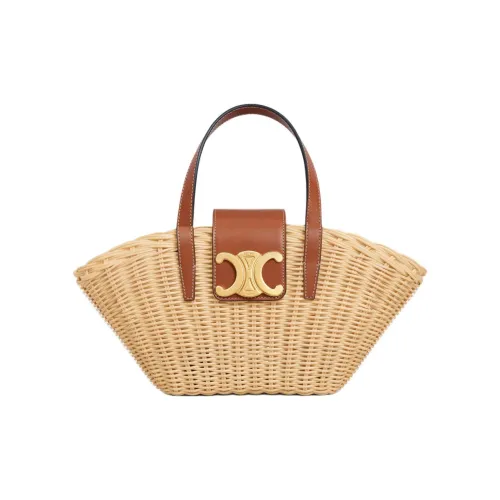 CELINE Растительный материал с натуральной коровьей кожей сумка через плечо сумка женская натуральный и коричневый