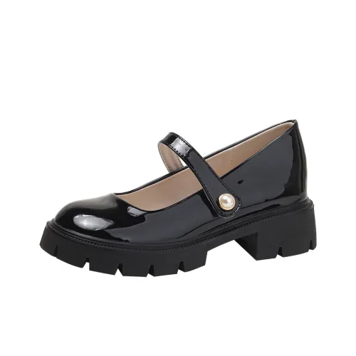 Pounise Песочные часы Туфли Мэри Джейн 5 см Женские Черные Абрикосовые