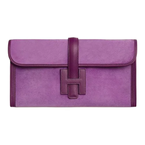 HERMES Jige Swift Телячья кожа с Doblis Телячья кожа Клатч Женские Фиолетовый