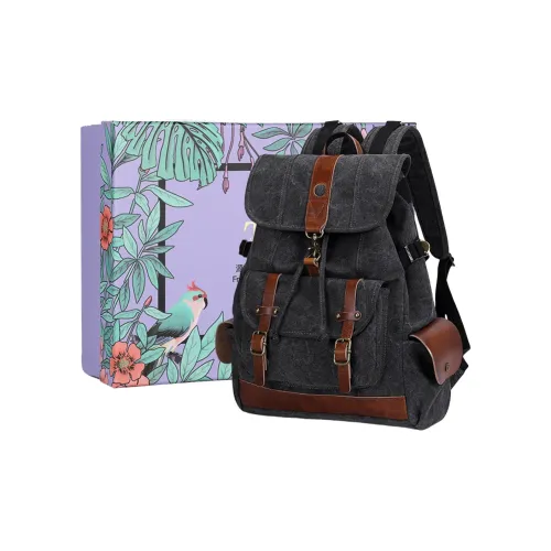 TTaG．baG Холст Рюкзак Унисекс Черный Синий