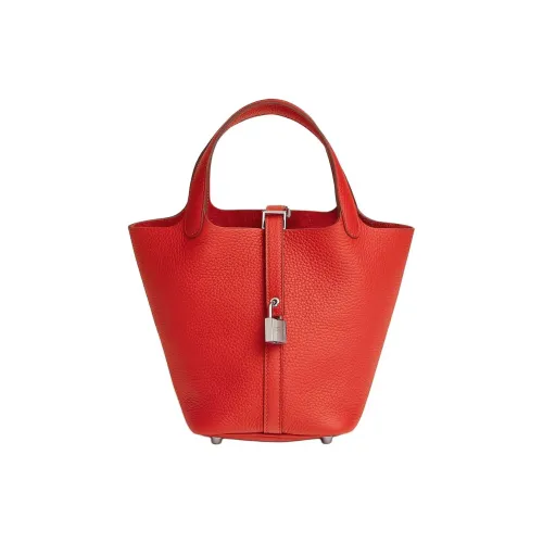 HERMES Picotin Lock Clemence Bullock Кожа Сумка-ведро Корзинка-сумка Сумка Женская Апельсин