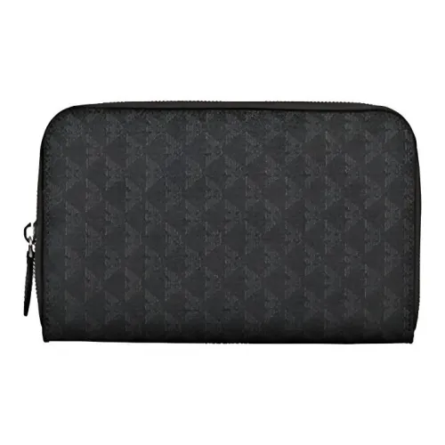 EMPORIO ARMANI Кожаный держатель для карт и кошелек мужской черный серый