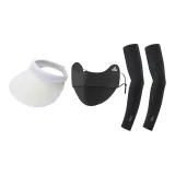 Черная маска для лица + белая шапка с визором + черный солнцезащитный рукав