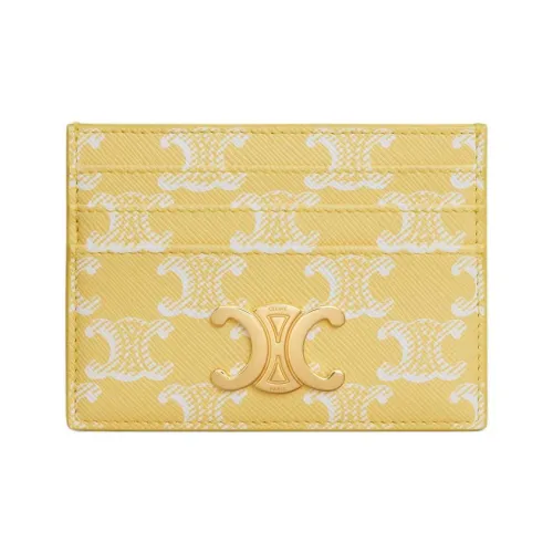 CELINE Triomphe Холст Картхолдер Женский Ярко-желтый