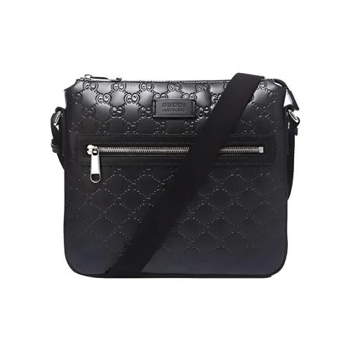 GUCCI Кожа Курьерская Сумка Сумка через плечо Мужская Черная