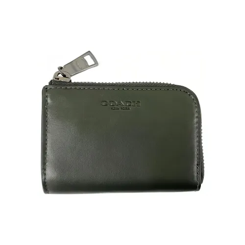 COACH Card Case Утонченный Телячья кожа Держатель для карт Кошелек Унисекс Зеленый