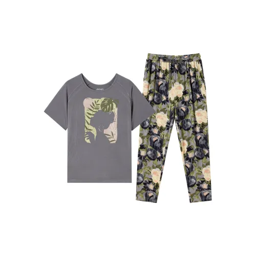 JOCKEY Серый, белый, цветочный, женский пижамный комплект