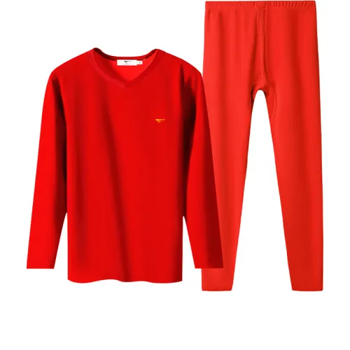 SEPTWOLVES Мужской V-образный вырез Комплекты одежды Утолщенный флис с подкладкой Незаметный V-образный вырез Праздничный Красный Мужской Термокомплекты