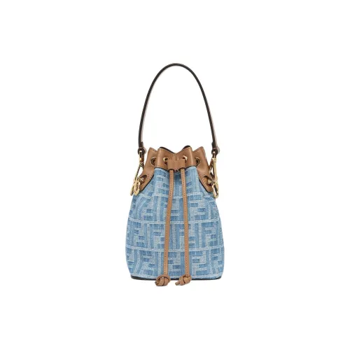 FENDI Mon Tresor Деним Ведро Сумка Сумка Плечевая Сумка Плечевая Маленькая Женская Светло-Синяя