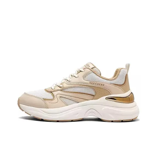 Skechers Уличный Поддержка Rebound Дышащий Низкий Топ Повседневные Беговые кроссовки Женские Белые Коричневые