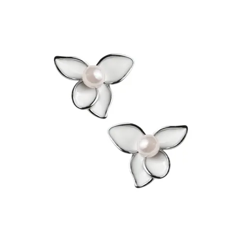 VERENA REINE Белый Эмаль Нижняя заколка On Серьги Женские Жемчужно-белый