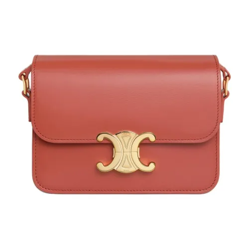 CELINE Teen Triomphe Телячья кожа Сумка через плечо Сумка на плечо Женская Красный Каньон