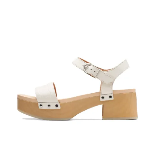 Clarks Sivanne Bay Кремовый Interest One Ремень Сандалии 6 см Женские Белый Коричневый