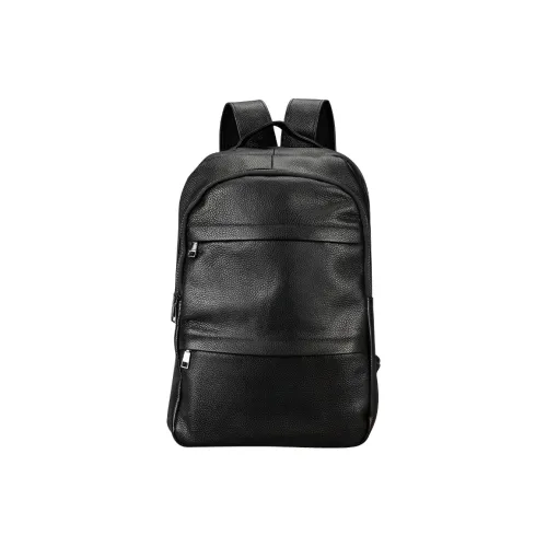 CMLZIUA Рюкзак из крупнозернистой текстуры коровьей кожи стандартный унисекс черный