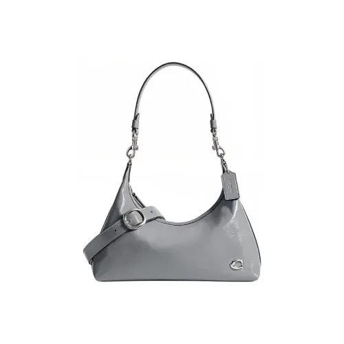 COACH Juliet Коровья кожа Портативная Сумка через плечо Сумка на плечо Большая Женская Серо-синяя