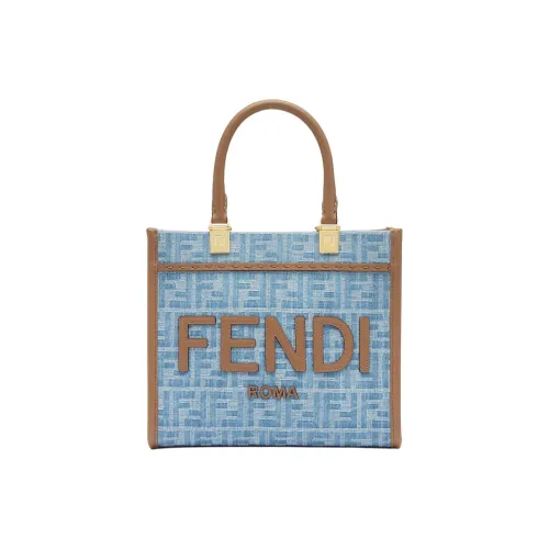 FENDI Sunshine Denim Tote Bag Сумка для покупок Сумка через плечо Сумка Маленькая Женская Светло-синяя