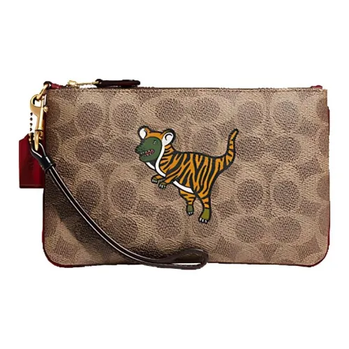 COACH Wristlet Холст и Кожа Клатч Маленький Унисекс Light Хаки