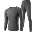 Длинный рукав топ + штаны комплект одежды (Серый ливень) - термический флис / AAA антибактериальный / бесшовный крой