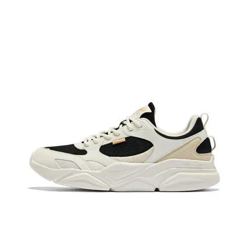 Erke Faint Moon Устойчивый к истиранию Дышащий Низкий Топ Casual Мужской Глубокий Черный Микрокристалл Белый