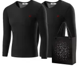 Набор из 2 шт (Черный + Черный) тонкий теплый бархат / удобный круглый вырез / вышитая версия логотипа волка