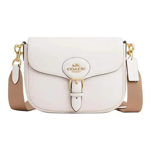 COACH Amelia Коровья кожа Седло Сумка Сумка через плечо Сумка среднего размера Женская Белая