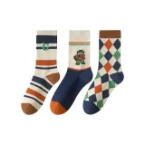 3 пары (Белая полоска + Рюкзак Медвежонок + ромб)