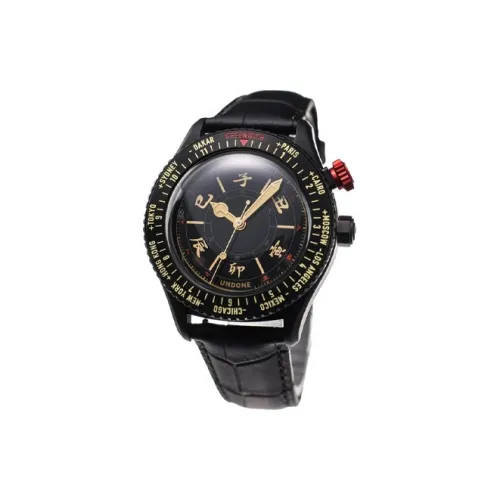 UNDONE Автоматический Механический Механизм Естественная Кожа Ремешок Часы Мужские Черный Циферблат