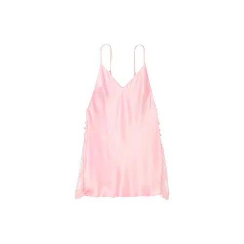 Victoria's Secret Сатин Plunge Кружево Inset Slip Pretty Blossom Ночная сорочка Женские Розовый