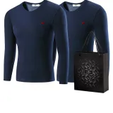 Набор из 2 шт (Темно-синий + Темно-синий) тонкий теплый бархат / удобный круглый вырез / вышитая версия логотипа волка