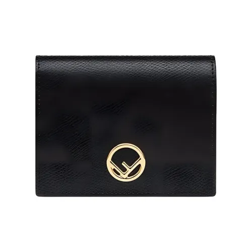 FENDI F is Fendi Телячья кожа Кошелек Держатель для карт Женский Черный