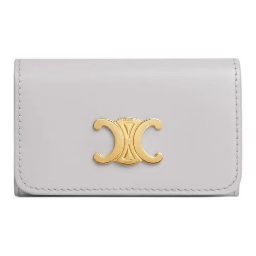 CELINE Triomphe Телячья кожа Key Pouch Женские Пасмурно-серый