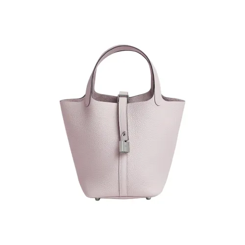 HERMES Picotin Lock Clemence Bullock Кожа Корзина Сумка Сумка Женская 09 Розовый Фиолетовый Бледный Фантазийный Фиолетовый