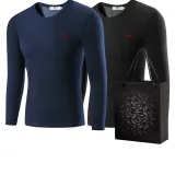 Набор из 2 шт. (Темно-синий + Черный) тонкий теплый бархат / удобный круглый вырез / вышитая версия логотипа волка