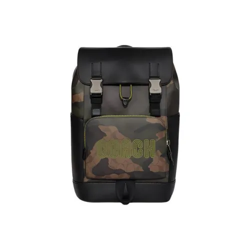 COACH Track Коровья кожа с текстилем Рюкзак Большой Мужской Хаки и Оливково-зеленый