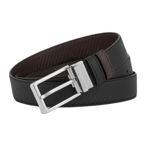 Dunhill Двойной Сided Design Булавка Разделенные Кожаные Ремни из Воловьей Кожи Мужской Черный Ширина 3 см