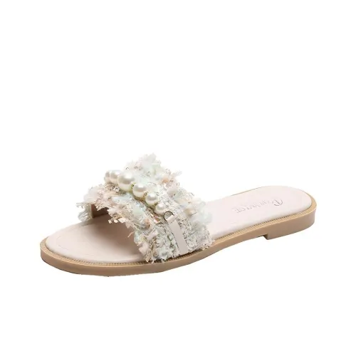 Pounise Rhinestone С подворотом Слипоны Женские Абрикос