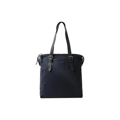 Burberry Холст Кожа Детали Тоут Сумка Сумка для покупок Сумка через плечо Сумка Обычная Унисекс Темно-синий