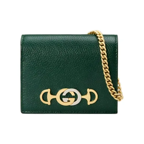 GUCCI Zumi Кожа Кошелек Сумка Держатель для карт Женский Темно-зеленый