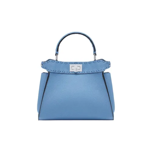 FENDI Peekaboo Телячья кожа Одно плечо Сумка Мини Женская Синяя