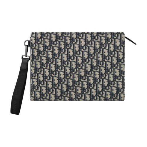 DIOR Жаккардовая ткань Клатч Мужской Бежевый и Черный