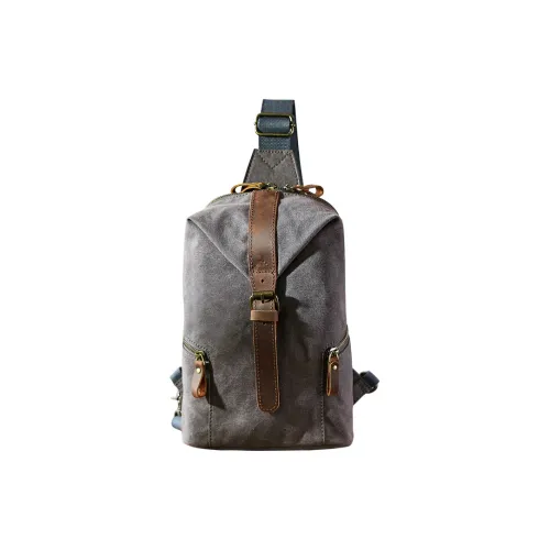 DOSRFINI Canvas Sling Bag Medium Men's Gray Army Green Khaki DOSRFINI Холст Слинг Сумка Средний Мужская Серый Армейский Зеленый Хаки
