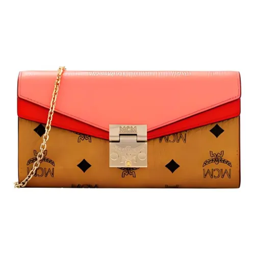 MCM Patricia Visetos ПВХ с коровьей кожей Сумка через плечо Большая Женская Коричневая Оранжевая
